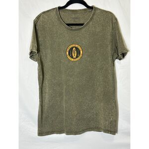 Sardinian Waves Athletic Unisex Green Acid Washed Tee Size L Surfing